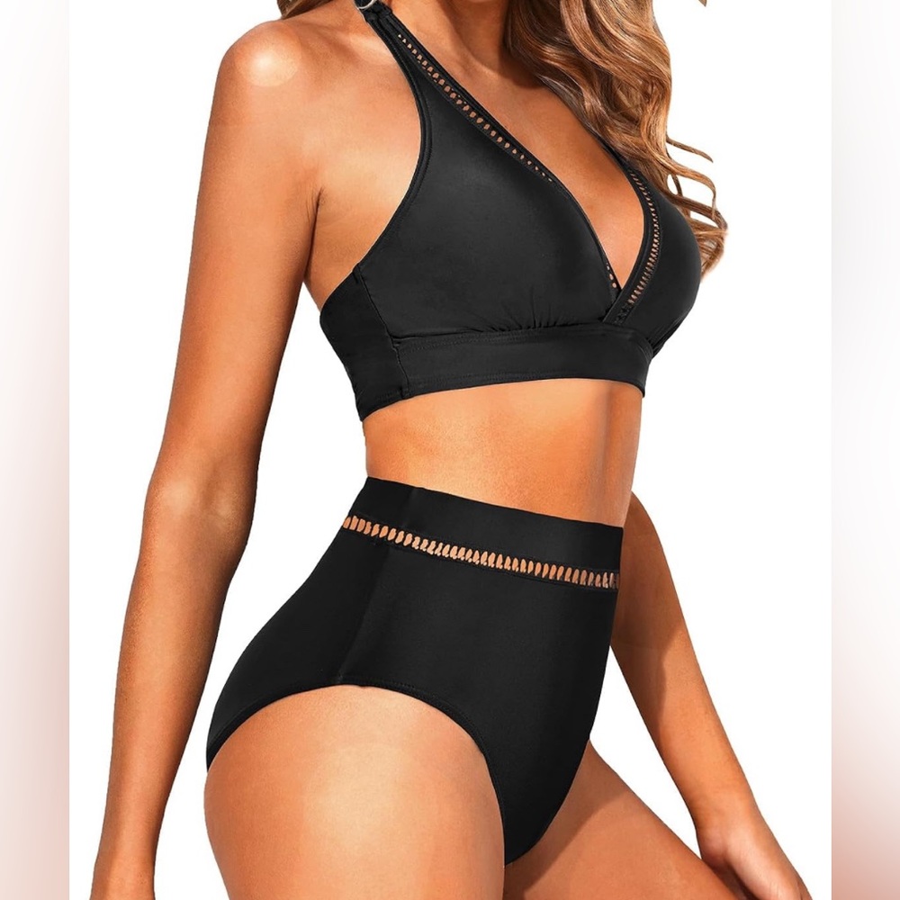 NWTS! Sexy High Waisted Bikini Sets Halter Tummy Control Bathing Suits